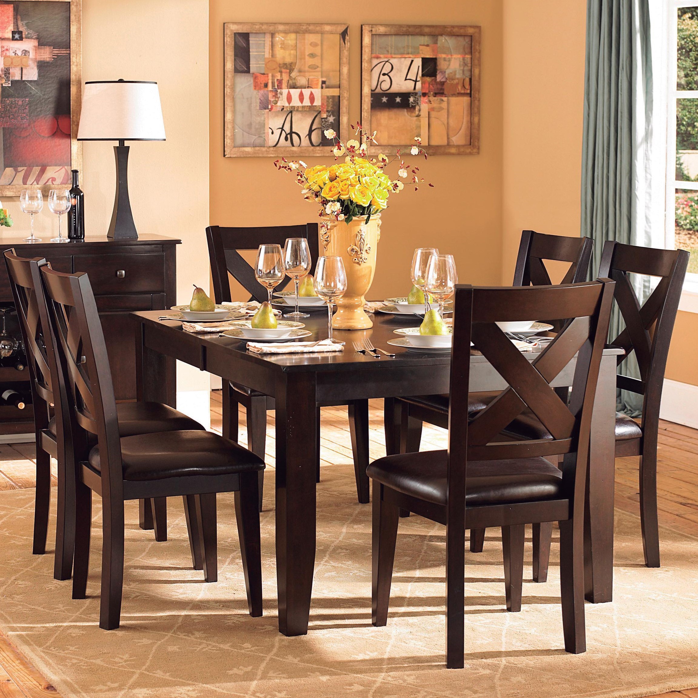 Homelegance Crown Point 137278+6xS Transitional Formal Dining Table and Chair Set with